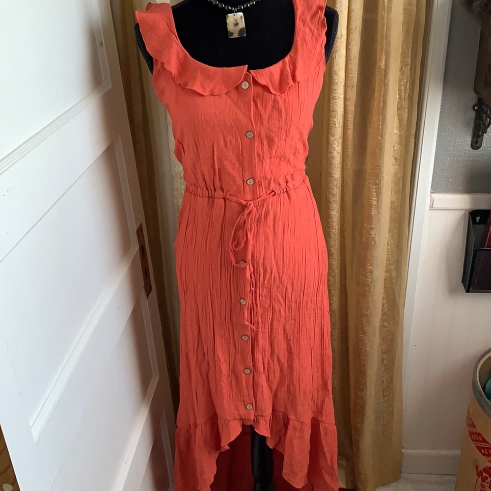 Linen luxology coral rose dress